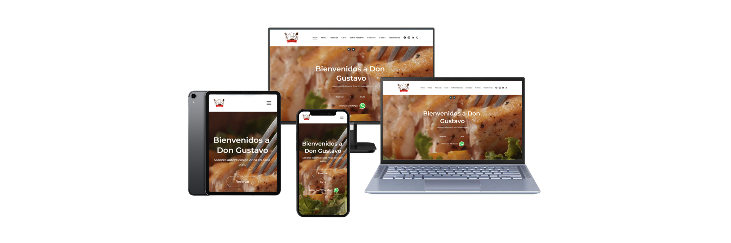 Inicio dispositivos template restaurant gustavo
